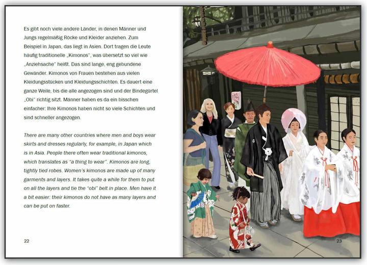 Produktbild Kleider sind für alle da! Das Kinderbuch für eine kunterbunte Kleidungswahl, egal wer du bist. (Englisch, Deutsch, Sarah Herbig-Buttula, Anika Slawinski, 2023)