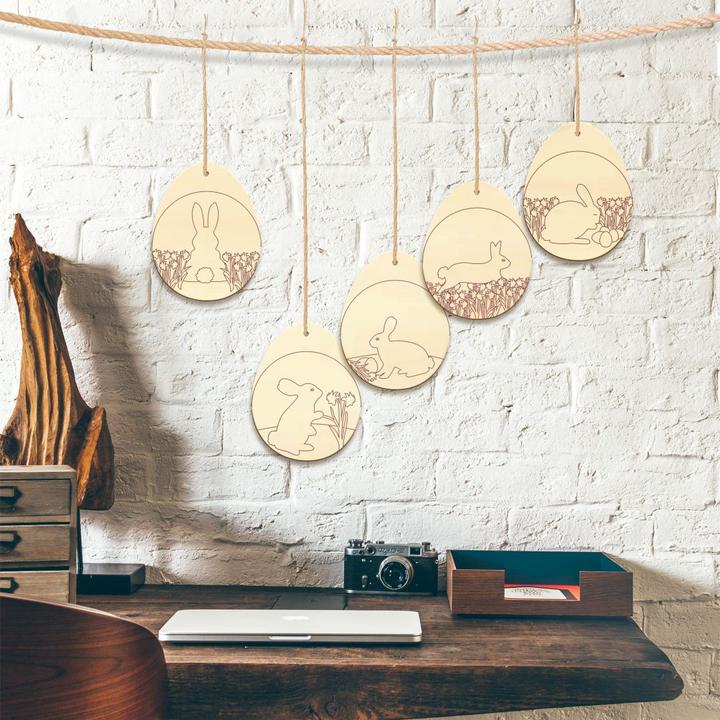Actual product image Trenddeko Tree ornaments Easter eggs with bunnies with hanger (5.5 x 7 cm)