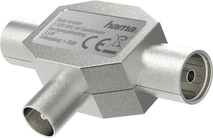 Actual product image Hama Antenna splitter, coax plug - 2 coax couplings, metal (3.50 dB, Manifolds and Branchers)
