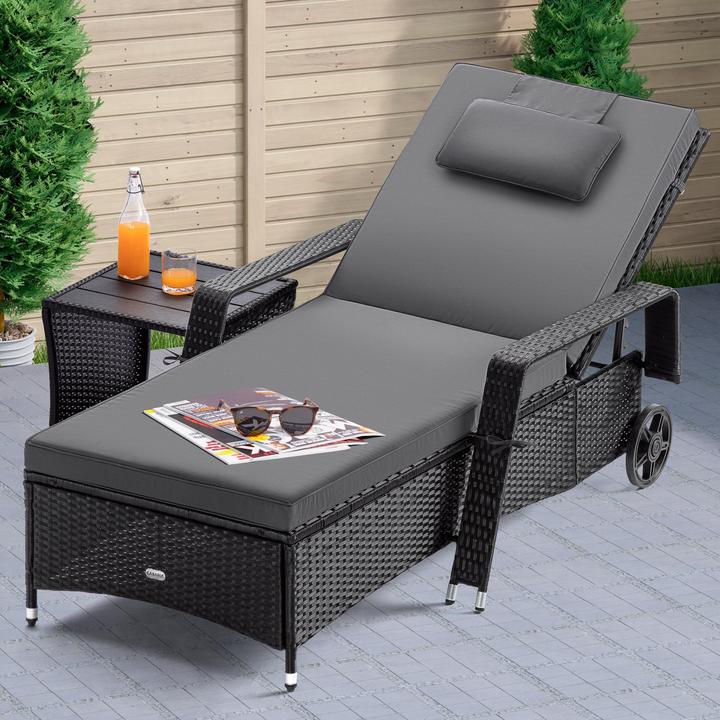 Immagine prodotto Casaria Lettino da giardino in polyrattan (193 cm)