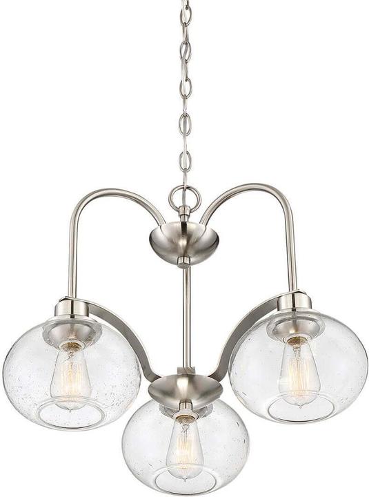 Actual product image Elstead Lighting Trilogy chandelier E27 triple brushed nickel (56 cm)