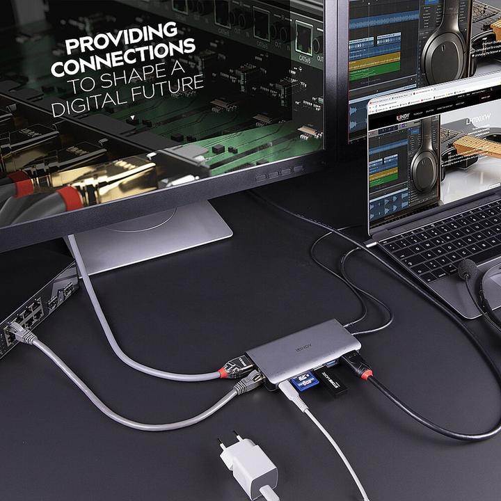 Actual product image Lindy DST-Mini XT (USB-C, 8 Ports)