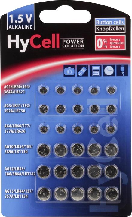 Produktbild HyCell Alkaline Knopfzellen Set (30 Stk., AG10)