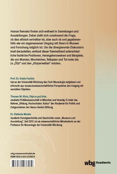 Produktbild Human Remains (Deutsch, Thomas M. Klotz, Stefanie Menke, Guido Fackler, 2023)