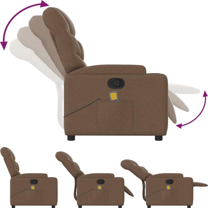 Image du produit VidaXL Fauteuil de massage Marron Tissu,Couleur : Marron,Matériau : Tissu (100