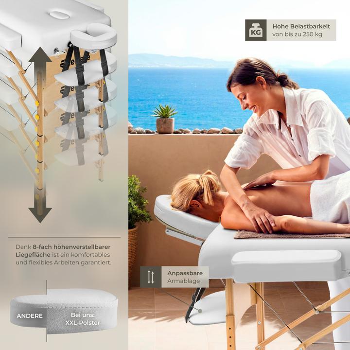 Actual product image tectake Ensemble de table de massage à 3 zones Somwang avec rembourrage de 7,5 cm d'épaisseur, rouleaux et c