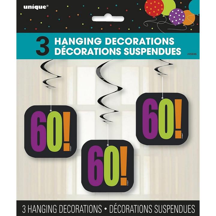 Actual product image Unique Party Cheer 60th Birthday Streamers (Pack of 3)