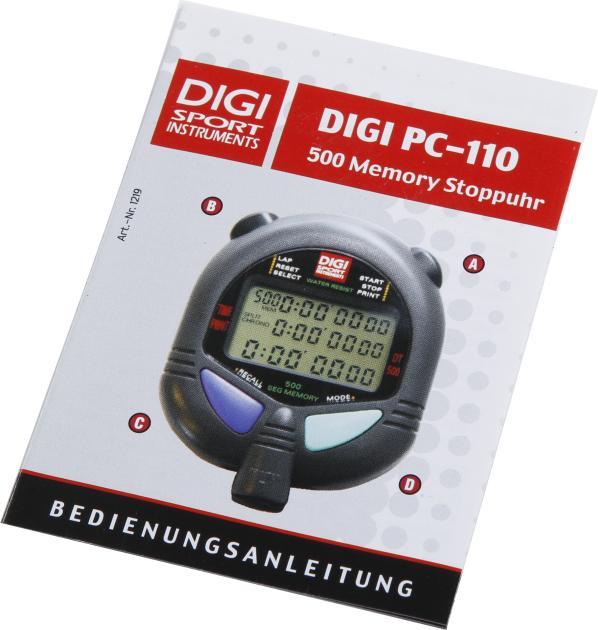 Immagine prodotto Digi Sport Cronometro DIGI PC-110/111, grigio, 7,1 cm, 500 posizioni di memoria, 6 cm