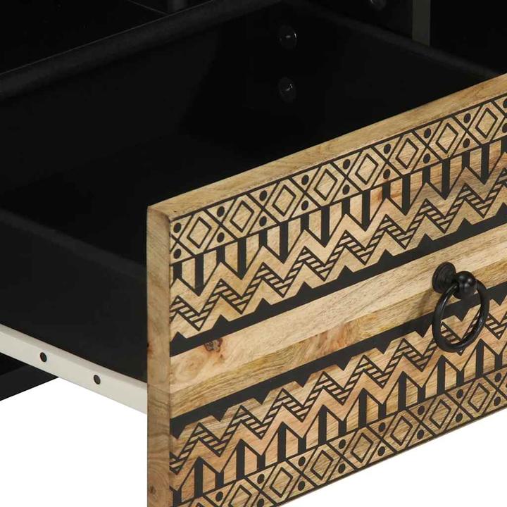Image du produit VidaXL Armoire TV Lowboard Meuble TV Noir Bois de manguier brut (100 x 33.5 x 46 cm)
