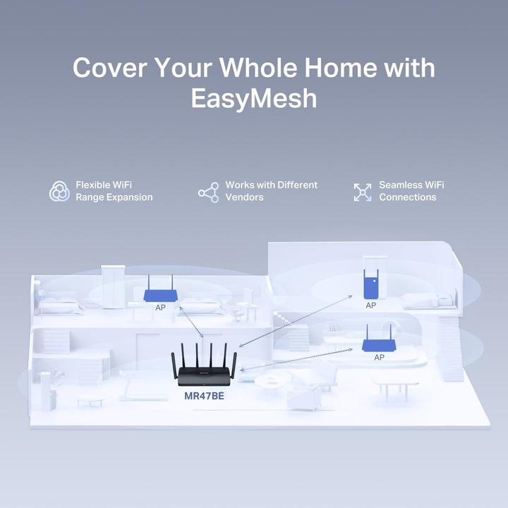 Produktbild Mercusys WRL ROUTER 9300MBPS/4PORT MR47BE