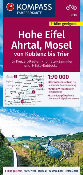 Actual product image Bicycle Map 3338 High Eifel, Ahr Valley, Moselle, from Koblenz to Trier 1:70,000