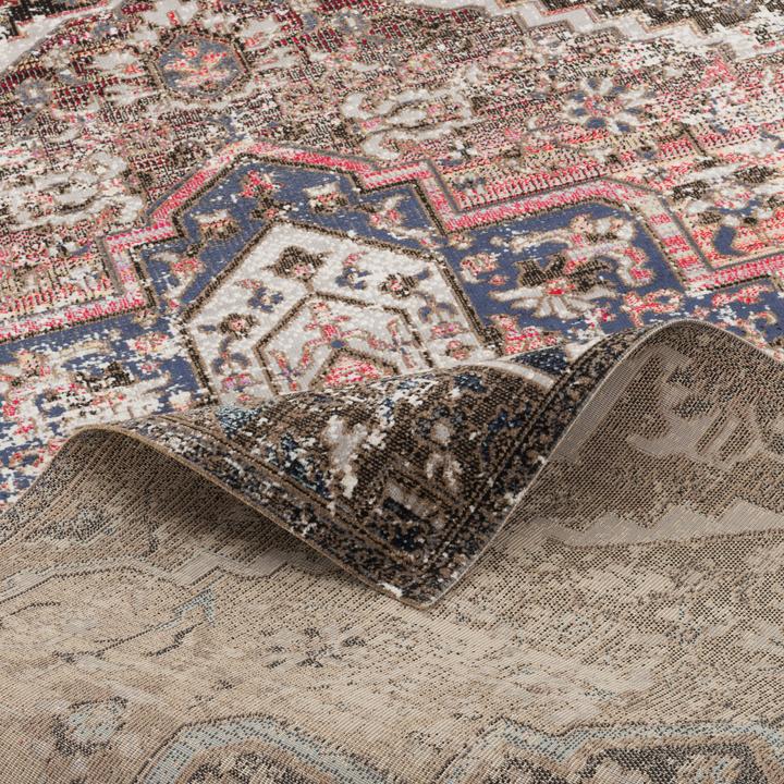 Produktbild Pergamon Kurzflor Designer Teppich Modern Vintage Orient Muster (140 x 200 cm)