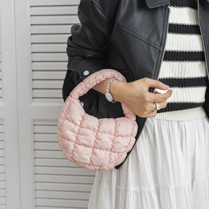Produktbild Only-Bags.Store Mini-Tasche Gesteppter Kreis Telefon Purpur Elegant Lila Weiches Nylon Gepolstertes