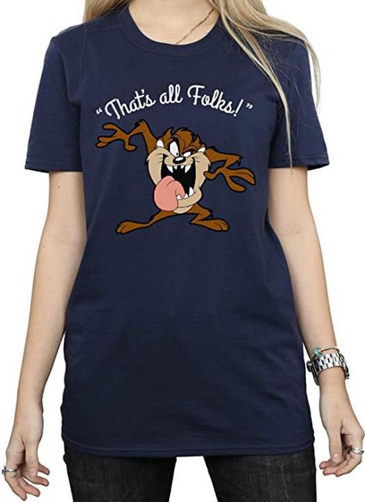 Actual product image Looney Tunes Womens/Ladies That's All Folks Taz Cotton Boyfriend T-Shirt (3XL)