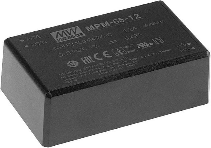 Immagine prodotto MeanWell MPM-65-12 Alimentatore e convertitore di tensione da interno 65 W nero
