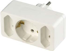 REV Übergangsstecker 2-fach + 1 Schutzkontakt (CEE 7/3, CEE 7/16, 3 x)