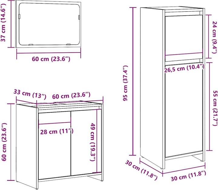 Produktbild VidaXL 3-tlg. Badmöbel-Set Artisan-Eiche Holzwerkstoff Badmöbelset