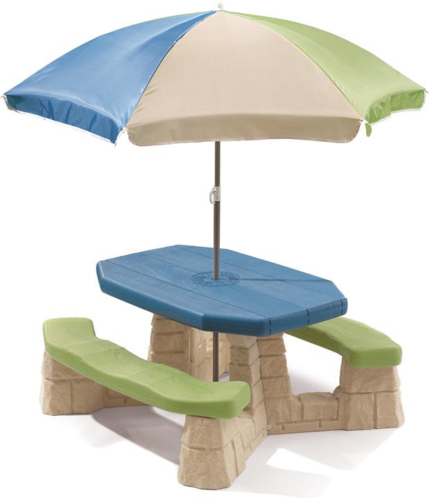 Actual product image Step2 Naturally Playful Picnic Table With Umbrella