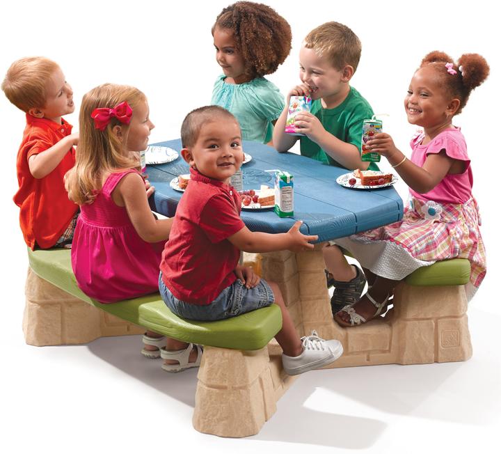 Actual product image Step2 Naturally Playful Picnic Table With Umbrella