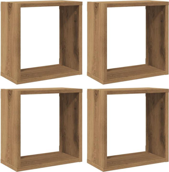 Produktbild VidaXL Wandregal Hängeregal Regalwürfel Cube Lounge CD Regal 4Stk. Artisan-Eiche (30 x 15 x 30 cm)