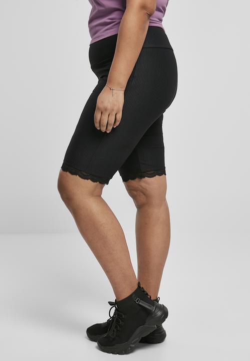Immagine prodotto Urban Classics Pantaloncini da ciclista a vita alta a costine con orlo in pizzo (4XL)