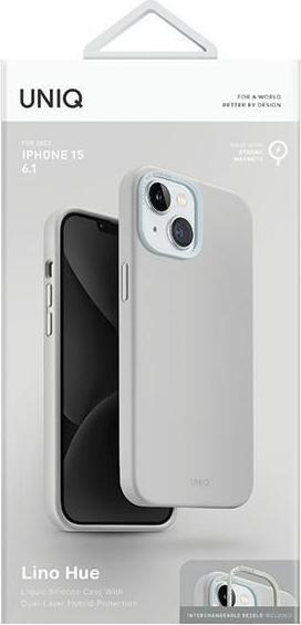 Immagine prodotto Uniq etui Lino Hue iPhone 15 6.1" Magclick Charging jasnoszary/grigio gesso (Apple iPhone 15)
