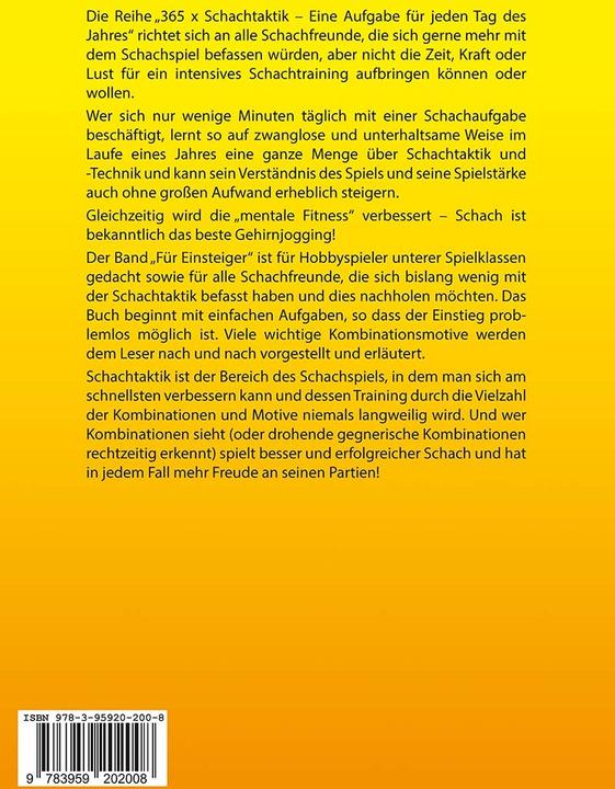 Produktbild 365 x Schachtaktik für Einsteiger (Deutsch, Heinz, Brunthaler, 2024)