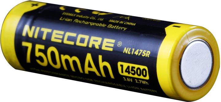 Actual product image Nitecore Li-Ion battery type 14500 - 750mAh - NL1475R