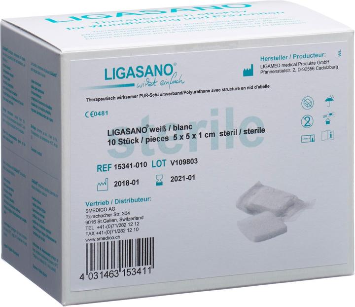 Produktbild Ligasano Schaumstoff Kompressen 5x5x1cm steril