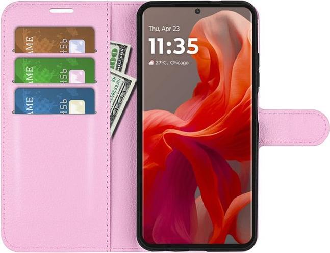Actual product image MU Classic Litchi Leather Bookcover Series (Motorola Moto G85)