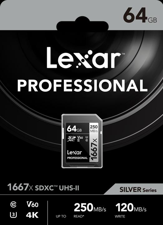Actual product image Lexar Professional 1667x (64 GB, SDXC, U3, UHS-II)
