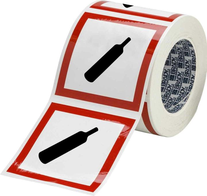 Produktbild Brady PIC 1804-100*100-B7541-RLL, GHS-Symbole - Unter Druck stehende Gase, Polyester laminiert, Ro