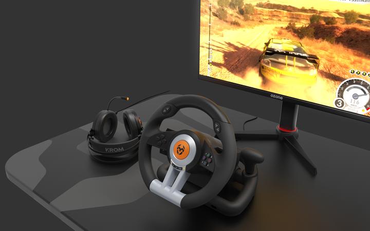 Immagine prodotto Krom Volante K-Wheel nero USB + pedali analogici/digitali PlayStation 4 (Xbox One S, Playstation Classic, PS3, PS4)