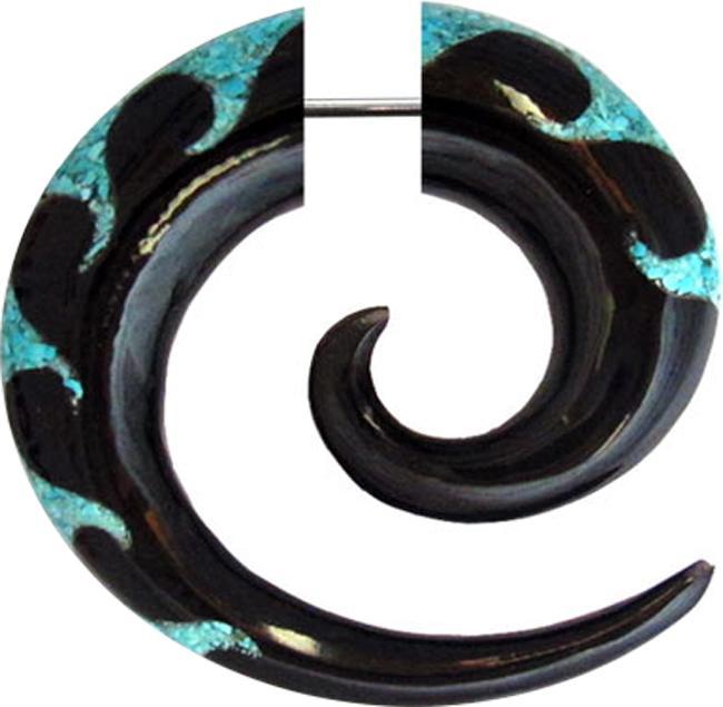 Produktbild Chaotic Trading Fake Spirale aus Horn Wellen aus Türkis Stein (ohne Messing, Mineralisch, Organisch)
