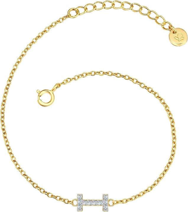 Actual product image Glanzstücke München Ladies letter I sterling silver cubic zirconia yellow gold 17.0 cm basic length + 3.0 cm extension (17 cm, Sterling Silver)