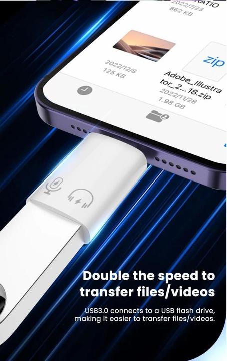 Actual product image PowerGuard Lightning USB 3.0 Headphone Adapter Charge & Data OTG (Lightning, USB 3.0)