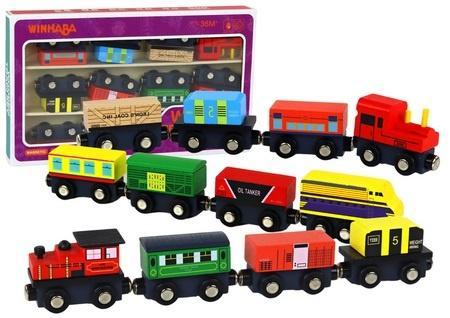 Immagine prodotto Lean Toys Holzeisenbahn mit Magnet, 12 Stück