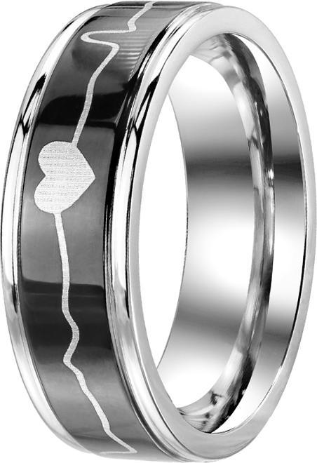 Produktbild Star Piercing Ring silber mit Herzschlag (Chirurgenstahl 316L)