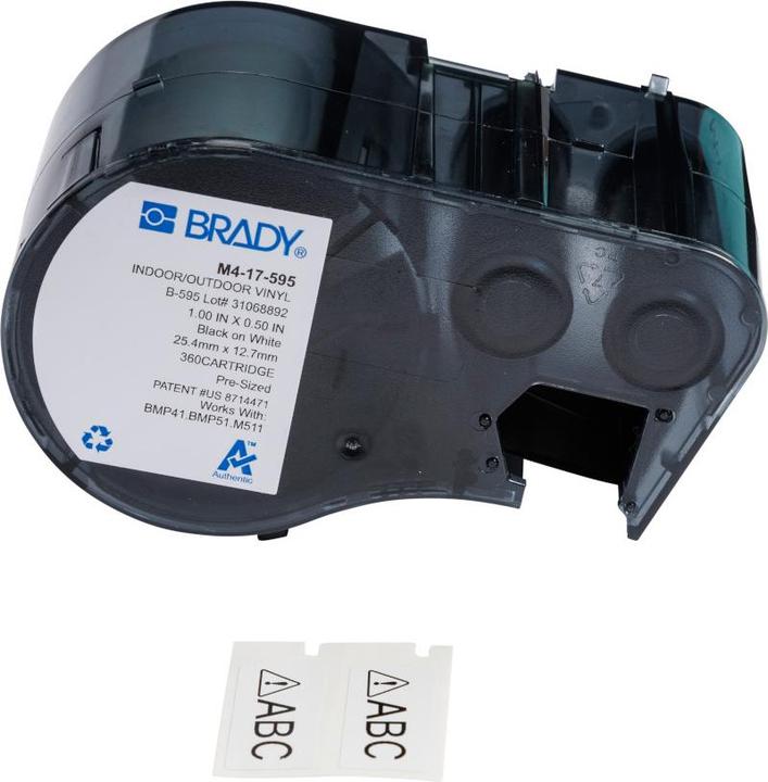Produktbild Brady M4-17-595, Vinyl, Schwarz auf Weiss, 25,40 mm x 12,70 mm, permanent (360 E.)
