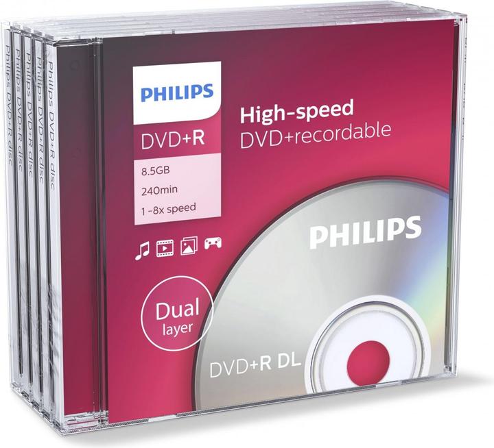 Immagine prodotto Philips 1x5 DVD+R 8,5GB DL 8x JC (5 x)