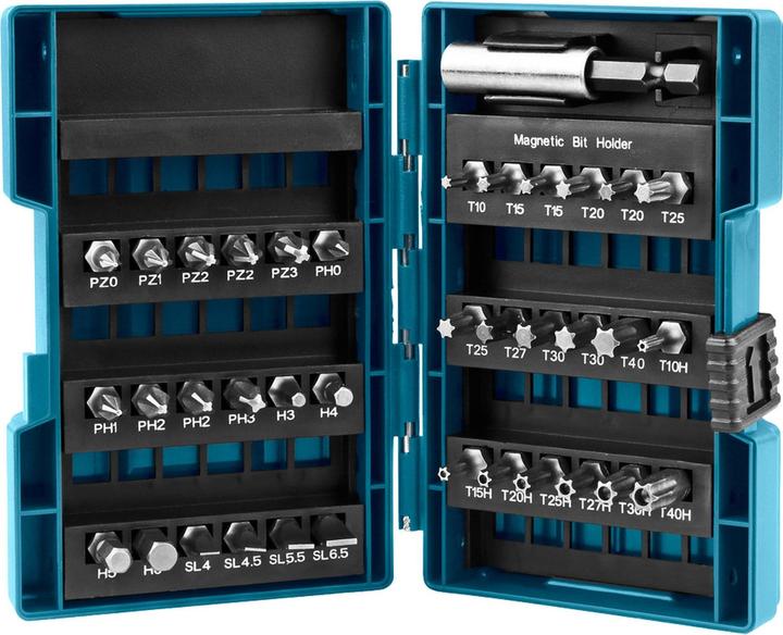 Produktbild Makita BitSet D37194 (4, 4.5, 5.5, 6.5, 27, 40, TX25, PH2, H6, PZ2, TX10, PH1, TX15, H3, TX30, PH0, PZ1, 27H, 15h, H4, 40H, PH3, 20H, PZ3, 25H, 30H, H5, TX20, PZ0)