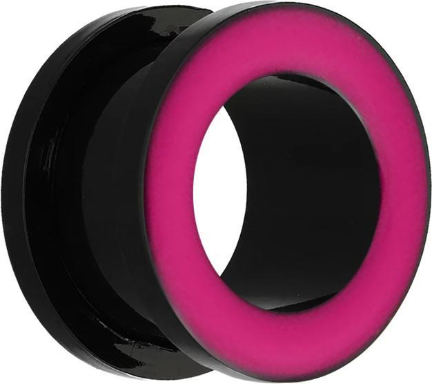 Star Piercing Flesh Tunnel mit pinkem Rand (ohne Messing, Acryl)