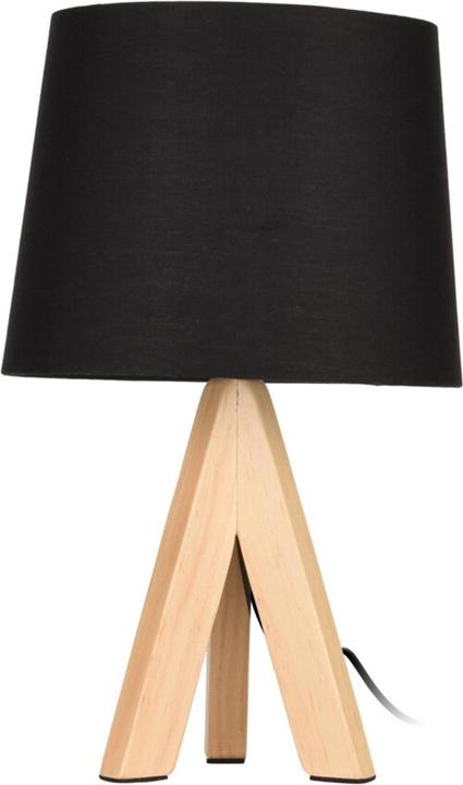 Koopmann Tischlampe schwarz mit Holzbeinen (E14)