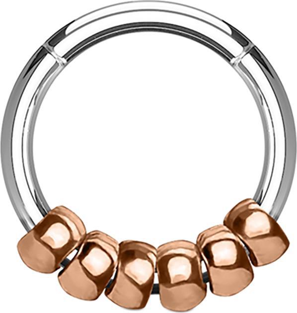 Produktbild Star Piercing Micro Segmentring klappbar silber mit Stahlperlen rosegold (Chirurgenstahl 316L, ohne Messing)