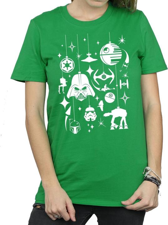 Actual product image Star Wars Womens/Ladies Christmas Decorations Cotton Boyfriend T-Shirt (L)