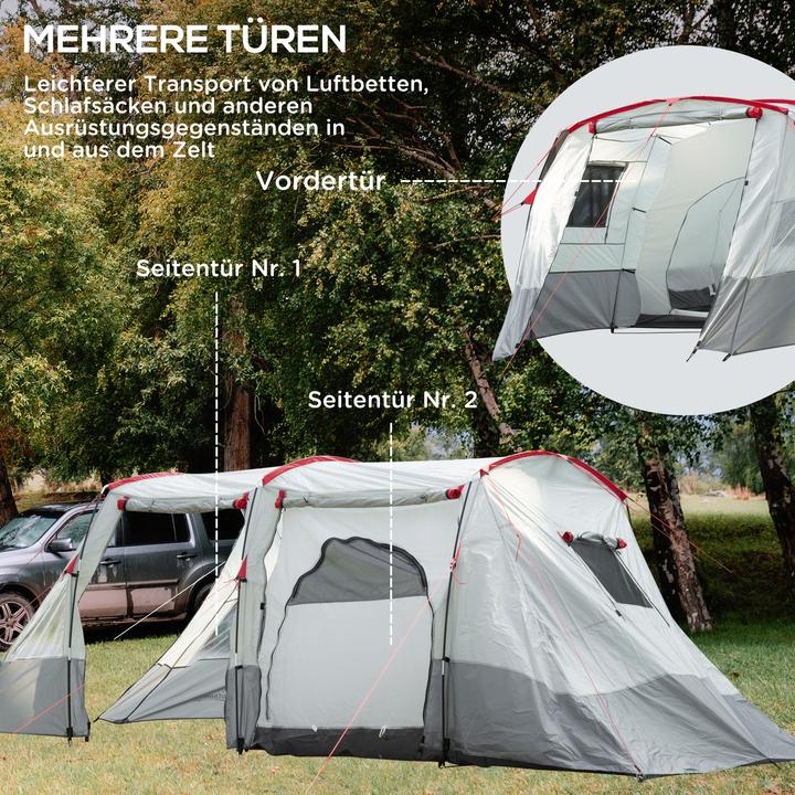 Actual product image Outsunny Camping tent with ground spikes, tensioning ropes and carrying bag (Tunnel tent, 8.50 kg, 8 persons)