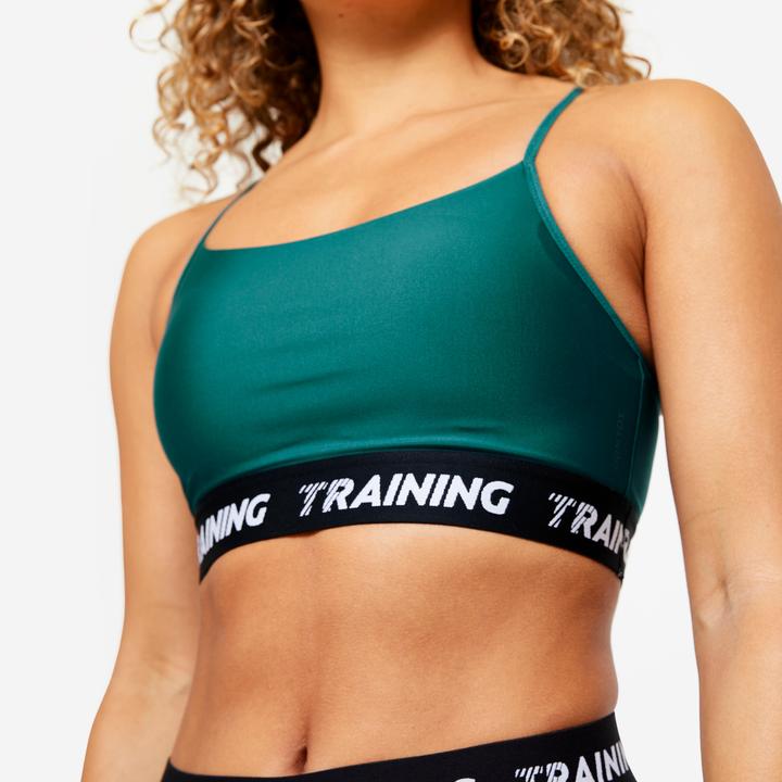 Produktbild Decathlon Sport-BH Bustier Damen schmale überkreuzte Träger - türkis (M)