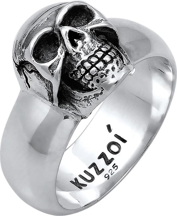 Kuzzoi Ring Herren Siegelring Totenkopf Oxidiert 925er Silber