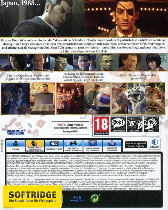 Image du produit Sega Yakuza Zero - Hits Playstation (PS4, Multilingue)