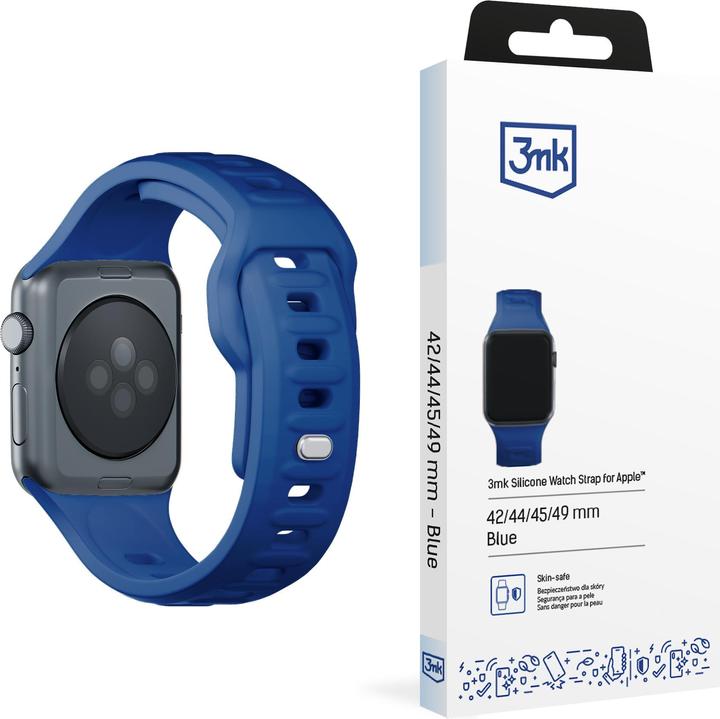 Image du produit 3MK Silicone Watch Strap Niebieski/Blue dla Apple Watch 42/44/45/49mm (Silicone, Acier inoxydable, 3, 4, 9, Extrémiste)